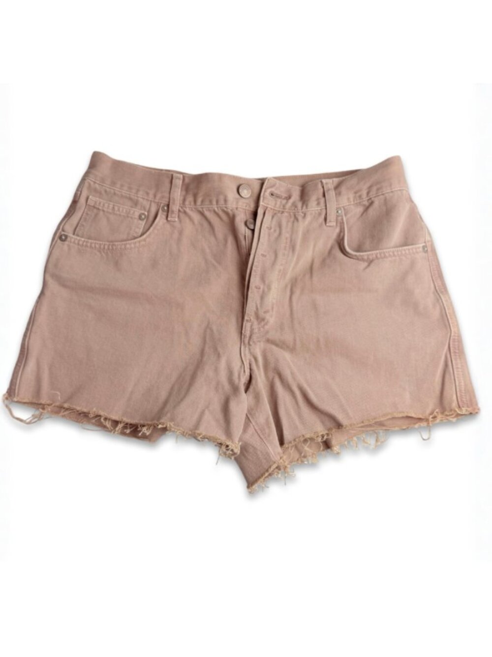 Free People We The Free Ivy Mid Rise Denim Shorts Blush Pink Size 28 Raw Hem